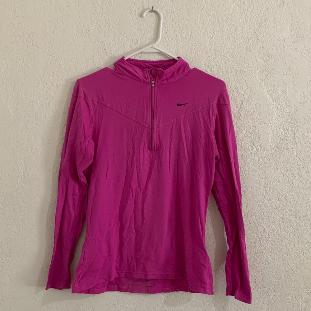 Nike pink half zip long sleeve top